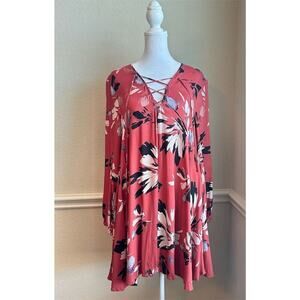 Yumi Kim Women's XS Floral Long Sleeve‎ Mini Dress V-Neck Multicolor